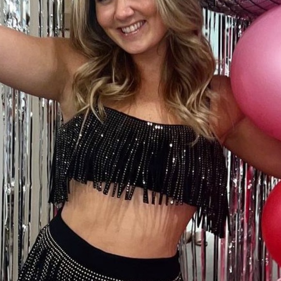 12th Tribe Black Crop Top / Fringe - Picture 2 of 2